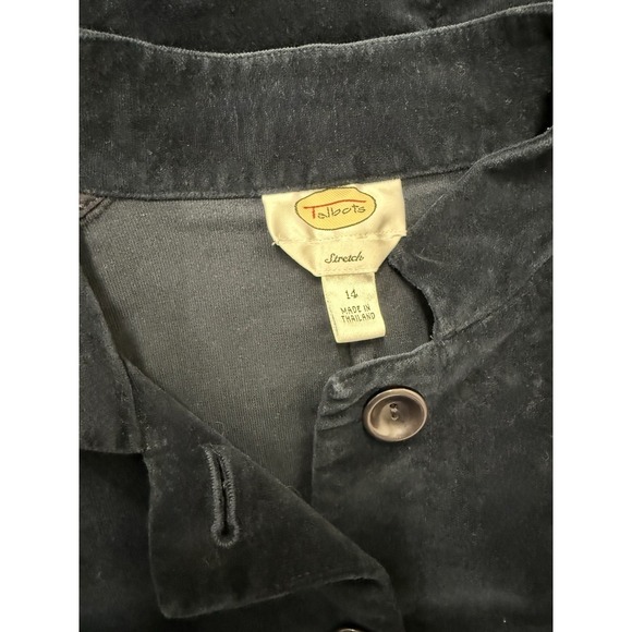 Vintage Talbots Blue Equestrian Velvet Flare Waist Short Button Jacket. Sz 14 - Picture 6 of 12